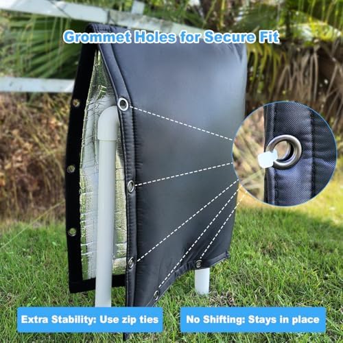 Heavy Duty Backflow Insulation Cover with Two Hook and Loop Openings for Winter Freeze Protection - Outdoor Pipe, Sprinkler, Faucet, and Valve Protection, 16''W x 20''H - Black - Image 5