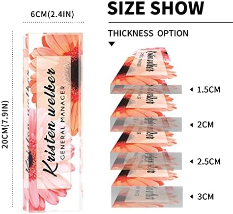 Desk Name Plate Personalized, Custom Name Plates for Desks, Office Desk Decor, Sunflowers Clear Acrylic Glass Block, Personalized Office Gifts for Women Men Boss Teachers Coworkers Appreciation Gifts - Image 3