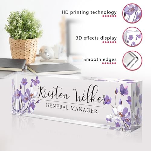 Custom Office Name Plate for Desk - Desk Name Plate Personalized Gifts for Coworkers, Boss, Employees, Teacher, Nurse - Office Desk Decor for Women Men - Employee Appreciation Gifts (Purple Orchid) - Image 6