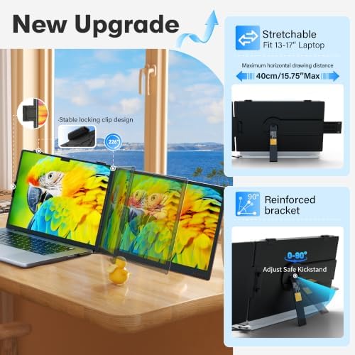 14.2" Laptop Screen Extender, Ultra-Thin & Ultra-Portable Dual Portable Monitor with 1080P FHD IPS, USB-C/HDMI Plug-Play Second Monitor fit 13-17'' Laptops (Win/Mac/Chrome/Android) - Image 5