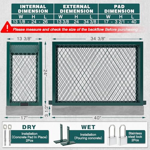Steel Backflow Preventer Security Cage Cover, 34 3/8” L x 13 3/8” W x 24” H - Image 2
