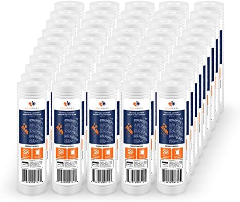 Aquaboon 5 Micron 10 x 2.5 Grooved Sediment Water Filter Cartridge 50-Pack by Aquaboon