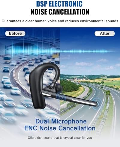 Kendir Bluetooth Headset V5.4, Wireless Bluetooth Earpiece with CVC8.0 Dual Mic Noise Cancelling 110 Hours Talktime for Cell Phone/iPhone and Android Headphones for Trucker/Driver/Business - Image 3
