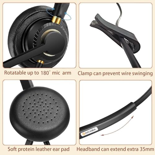 Arama USB Headset with Microphone for PC, Computer Headset with Microphone, Noise Cancelling Adjustable Volume Control Lightweight, for Laptop Business Skype UC Webinar Call Center Office(802) - Image 4