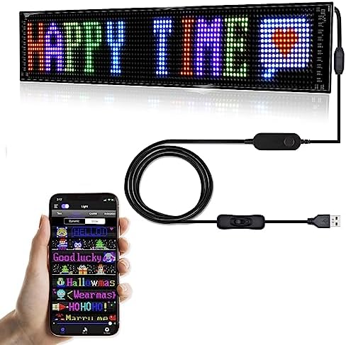 Scrolling LED Sign,LED Signs for Business,Programmable Flexible Digital Sign,Bluetooth APP,DIY Animations,Text, Graffiti (27''x5'') by GOTUS