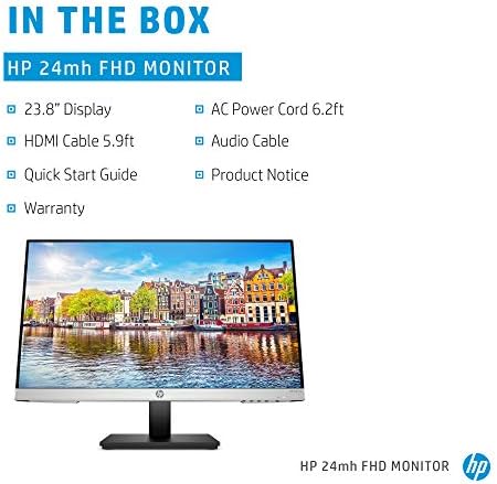 HP 24mh FHD Monitor - Computer Monitor with 23.8-Inch IPS Display (1080p) - Built-in Speakers and VESA Mounting - Height/Tilt Adjustment for Ergonomic Viewing - HDMI and DisplayPort - (1D0J9AA#ABA) - Image 5