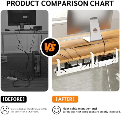 CABTE Under Desk Cable Management Tray with Power Outlet - Image 6