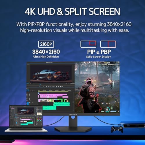 CRUA 27" 4K 160Hz / FHD 320Hz Dual Mode IPS Gaming Monitor, Vertical Stand - Image 7
