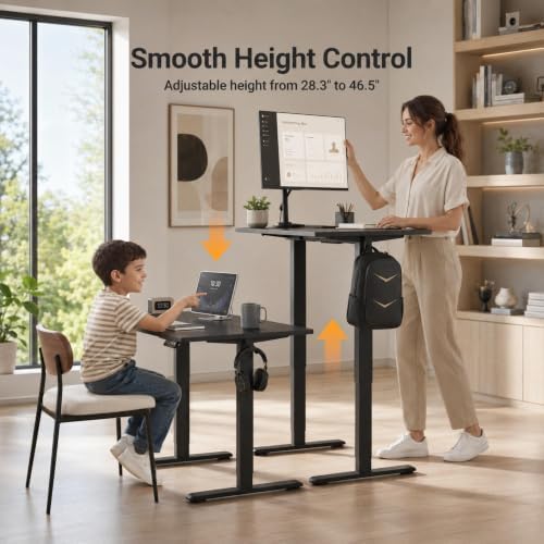 Claiks Electric Standing Desk, 32x19 Inch, Height Adjustable, Dark Black - Image 4