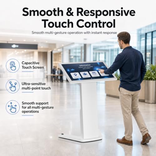 43" Touch Screen Kiosk, Interactive Floor Standing Digital Signage Display, FHD Self-Service Information Terminal with Dual Speakers for Retail, Restaurants, Malls & Advertising - Image 4
