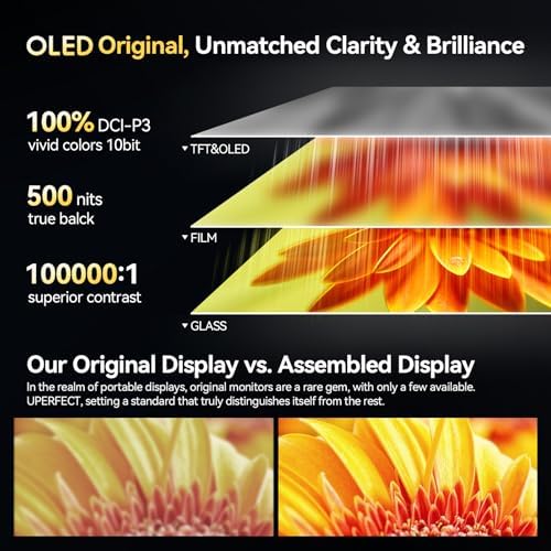 UPERFECT OLED Portable Monitor, 16" 3K 120Hz 0.1ms Portable Gaming Monitor - Image 2