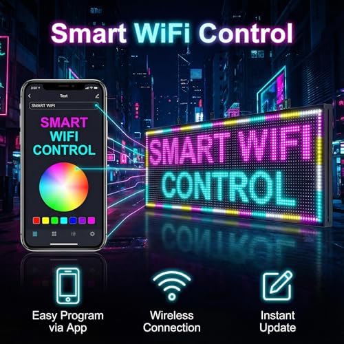 P10 Scrolling Led Sign 115"X14" Programmable Display Digital Sign Outdoor Message Board For Business Custom Banner Word Light Advertising Wifi Control High Brightness Neon - Image 7