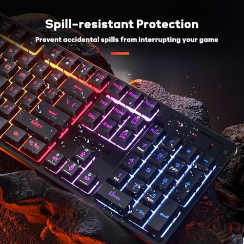 Redragon K521 Upgrade Rainbow LED Gaming Keyboard, 104 Keys Wired Mechanical Feeling Keyboard with Multimedia Keys, One-Touch Backlit, Anti-Ghosting, Compatible with PC, Mac, PS4/5, Xbox - Image 6