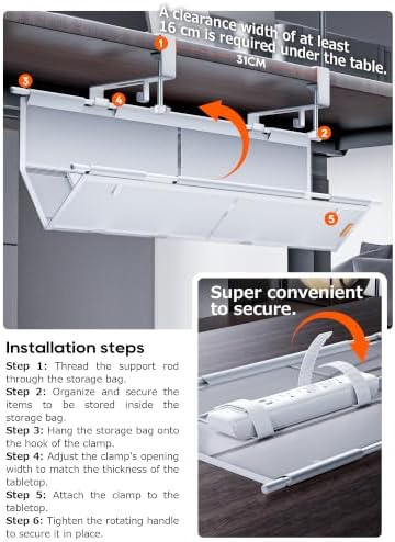 Under Desk Cable Management Tray, Mesh Fabric - Excellent Heat Dissipation - Image 6