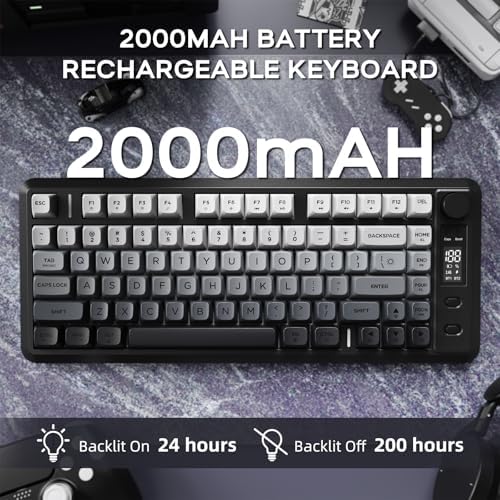 Free wolf M75 Wireless Gaming Keyboard Mechanical Feel Membrane - Moonlit - Image 5