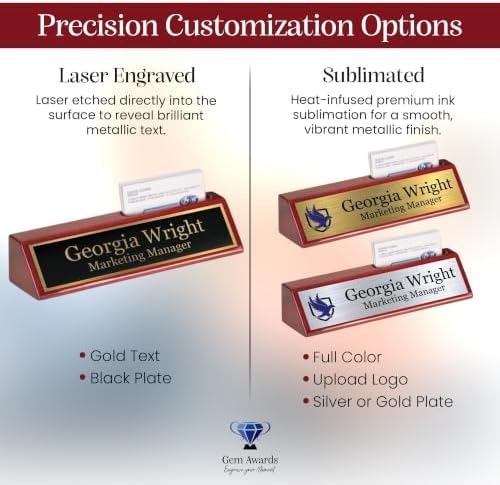 Gem Awards Custom Name Plate for Desk, Red Piano Insert, 2x10 Inch - Image 5