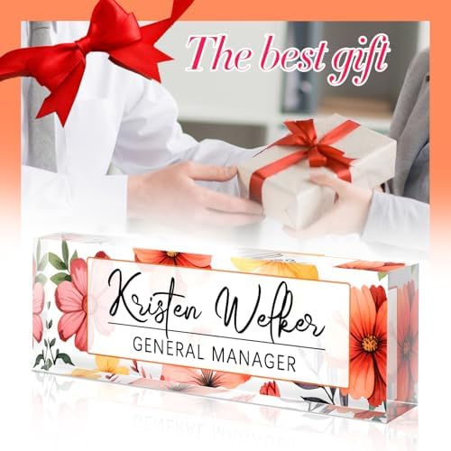 Custom Office Name Plate for Desk - Desk Name Plate Personalized Gifts for Coworkers, Boss, Employees, Teacher, Nurse - Office Desk Decor for Women Men - Employee Appreciation Gifts (Red Flower) - Image 6