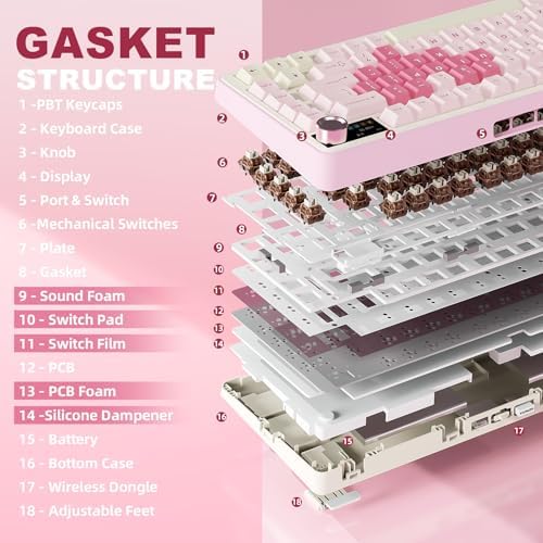YUNZII B75 PRO MAX 75% Mechanical Keyboard (Pink Heart, Cocoa V2) - Image 4