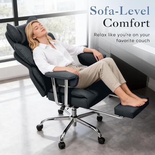 DUMOS Big and Tall Home Office Desk Chair, Executive Chair with Footrest - Image 5