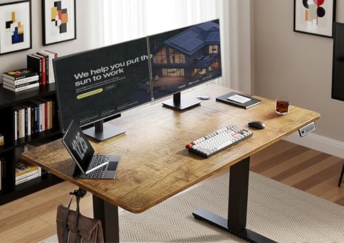 YDN 63 x 24 Inch Rustic Brown Electric Standing Desk - Image 4