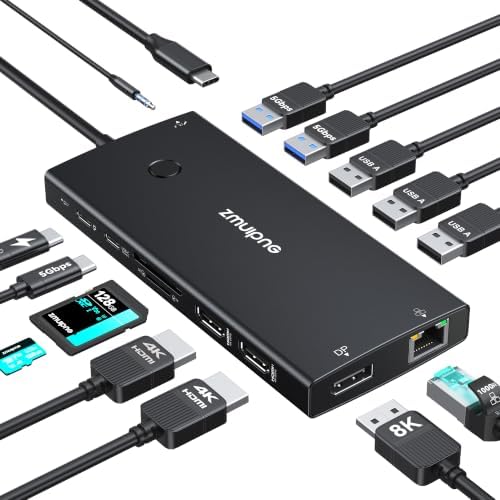 USB C Laptop Docking Station Dual Monitor for Dell HP with 2 HDMI 4K DP 8K by ZMUIPNG