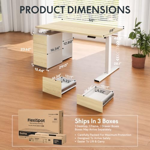 FLEXISPOT EN2 55"x28" Standing Desk Bundle with Storage Cabinet - Image 4