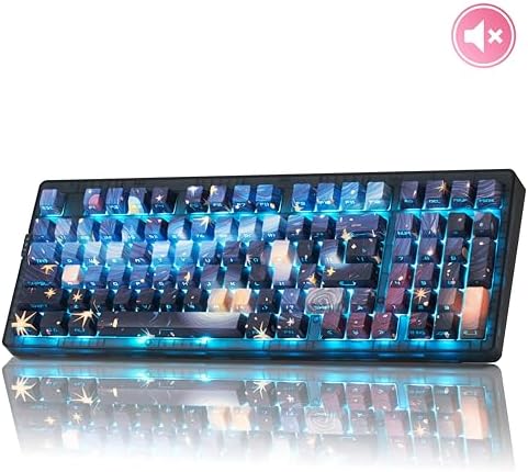 ZORNHER ZH980 Mechanical Keyboard,95% Blue Creamy Keyboard with Number Pad,Van Gogh's Starry Night Dye Sublimation PBT Keycaps,Pre-lubed Silent Switches,Hot-Swappable by Zornher