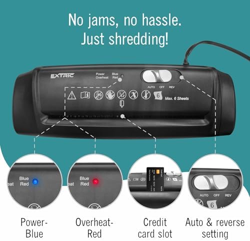 EXTRIC Paper Shredder for Home 7 Sheet Strip-Cut Mini Document Shredder - Image 2