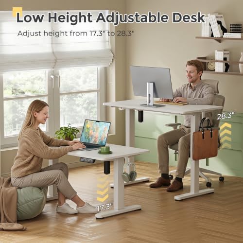 35" Low Height Adjustable Desk, Electric Center Table, White - Image 4