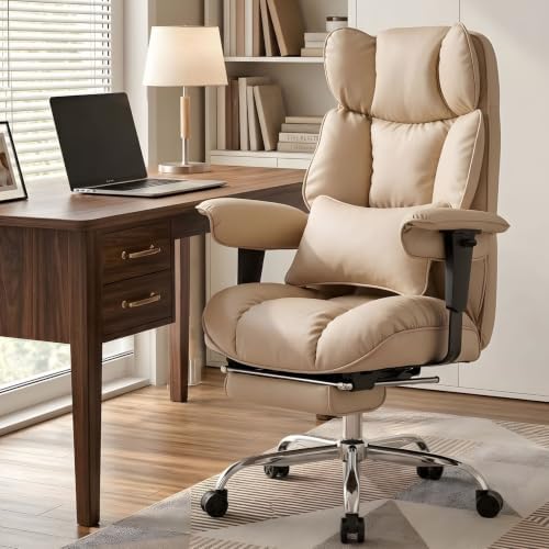 Efomao Executive Office Chair 400lbs,Beige Big and Tall Desk Chair by OFFICECHAIR