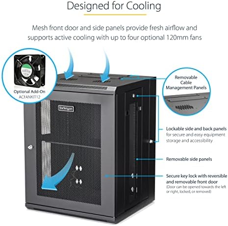 StarTech 15U Wall-Mount Cabinet, 19in, 4-Post, 16in Deep (RK1520WALHM) - Image 2