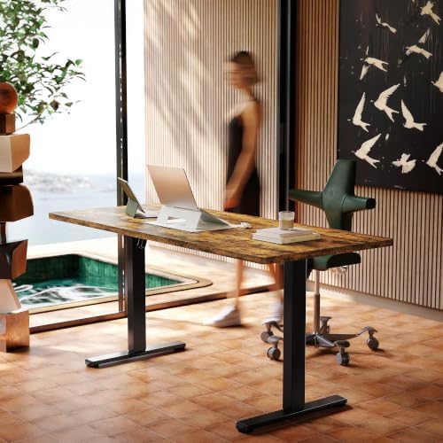 HUANUO 71x30 Inch Electric Standing Desk, Height Adjustable, Rustic Brown - Image 2