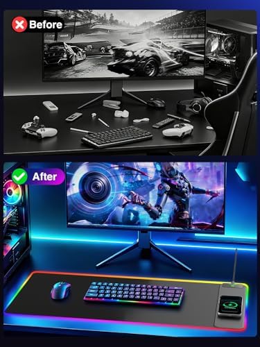 Wireless Charging Mouse Pad Gaming, 31.5"x15.8" Large Desk Mat, Waterproof - Image 7