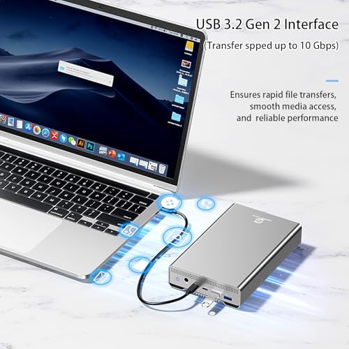 GX100 12TB USB 3.2 Gen 2 (10Gbps) External Hard Drive with USB Hub for Windows or MacOS Desktop PC/Laptop - 2 Year Warranty - Image 4