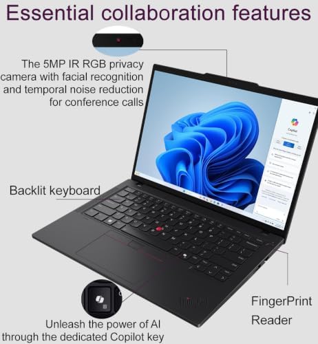 Lenovo ThinkPad T14 Gen 5 AI PC Touchscreen Laptop (14" FHD+, Intel Ultra 5 135U, 16GB DDR5 RAM, 512GB SSD,12-Core (> i7-1355U)) for Business, Backlit, Fingerprint, 5MP IR Webcam, Win 11 Pro (Renewed) - Image 4