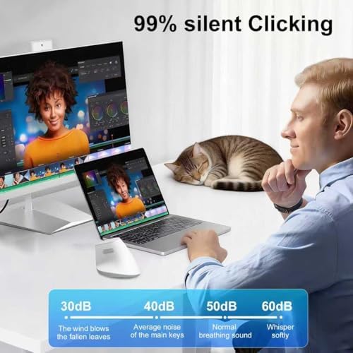 Ergonomic Mouse, Wireless Bluetooth Vertical Mouse, Rechargeable, USBC & Bluetooth 5.0/3.0 & 2.4G Connect, Easy to use, Cordless, Quiet Clicks, 6 Buttons for Laptop, Desktop, PC, Mac, Computer - Image 2