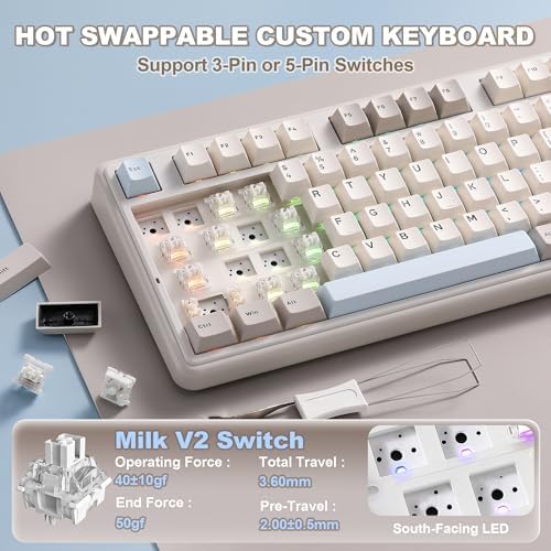YUNZII B98 PRO 96% Wireless Mechanical Keyboard (Beige, Milk Switch) - Image 6