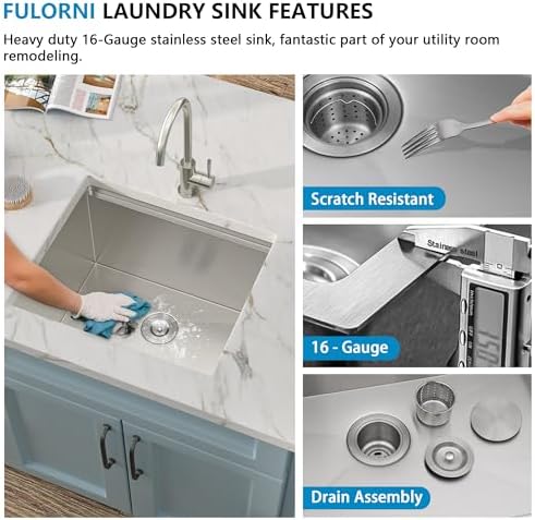 21"x18" Undermount Laundry Utility Sink Workstation - Image 7