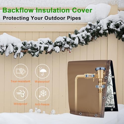Backflow Preventer Insulated Cover (5˚F) Thick 6-Layer Fabric Pipe Insulation Cover (UV Coated) Winter Freeze Protection,for Water Well Pump Covers and Sprinkler Valve Covers (16" W X 26" H) - Image 5