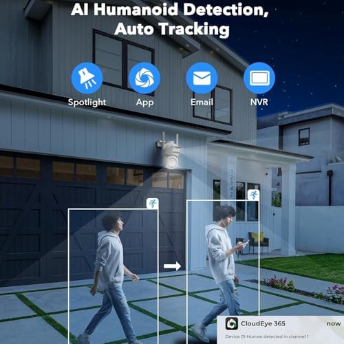 Camcamp Dual-Lens Home Security Cameras System Wireless Outdoor, 4 Cam Kits - Image 3