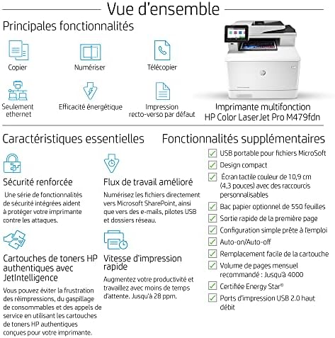 HP Color LaserJet Pro Multifunction M479fdn Laser Printer with One-Year, Next-Business Day, Onsite Warranty (W1A79A) - Image 2