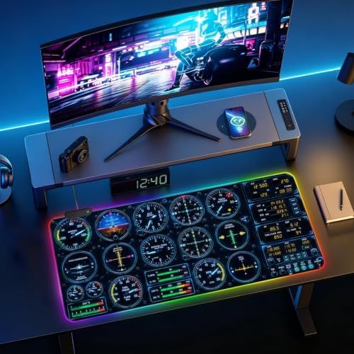 Car Dashboard RGB Gaming Mouse Pad Large Extended Desk Mat 35.4 x 15.7 inch LED Glowing Mousepad Light Up Keyboard Pad Non-Slip Rubber Base - Image 4