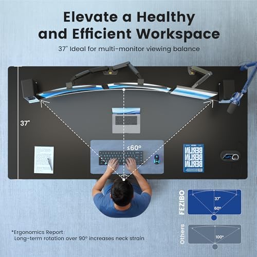 FEZIBO Standing Desk 63 × 37 Inch Electric Height Adjustable, Black - Image 4