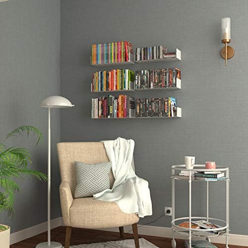Wallniture Bali White U Shape Floating Shelves for Wall, CD DVD Storage Shelves and Metal Bookshelf Set of 6 - Image 6