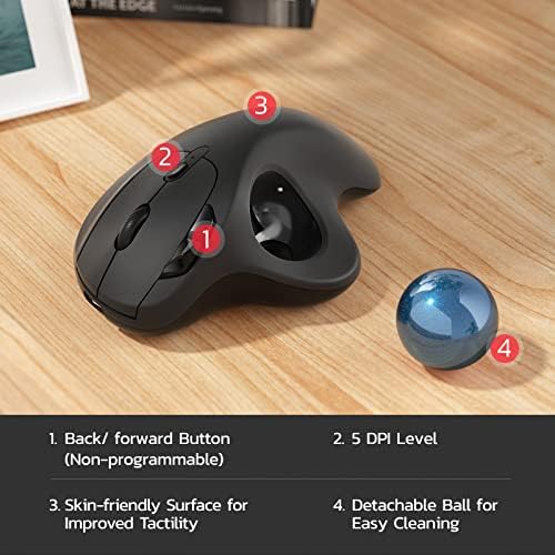 Nulea M501 Wireless Trackball Mouse Ergonomic Thumb Control, 4 DPI Levels - Image 6