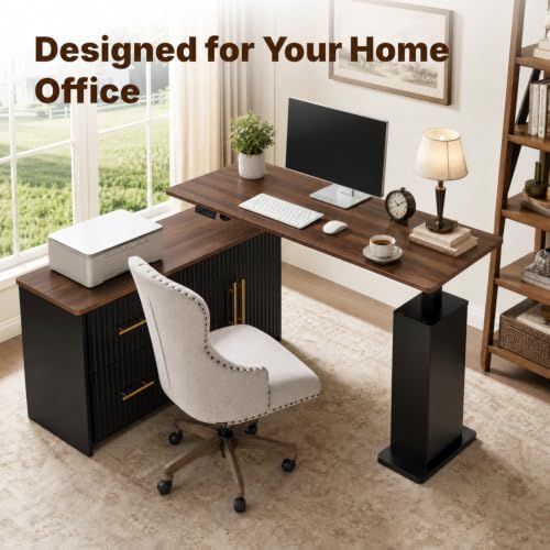 NORTHSKY 55" L-Shaped Electric Standing Desk with Drawers and Storage Cabinet, Height Adjustable Corner Desk for Home Office, 3 Memory Presets - Image 6