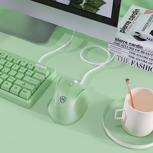 Micropack Ergonomic Mouse Wired for Laptop, PC Computer and Desktop, Ergo Mouse Vertical with Silent Clicks, Up to 3200 DPI Adjustable Mouse Sensitivity, Green - Image 7