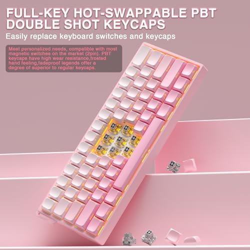 Aula WIN60 HE - 60% Mechanical Gaming Keyboard Wired, Hall Effect Magnetic Switch Hot Swappable,8000 Hz Polling Rate, RGB Keyboard 60 Percent Compact Design for PC (Gradient Pink) - Image 5