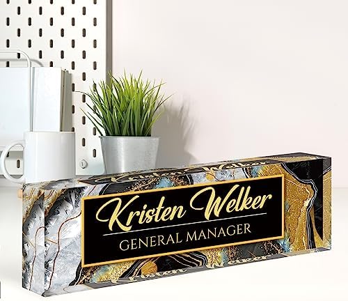 Custom Name Plate for Desk, Desk Name Plate Personalized, Office Decor for Women Men, Acrylic Desktop Accessories, Office Appreciation Gifts for Boss Social Workers Teacher Nurse Employee (Black Coast) by Spricoz