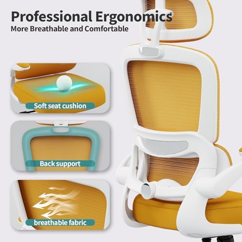 TRALT Office Chair Ergonomic Desk Chair with Lumbar Support Yellow, 1 - Image 3